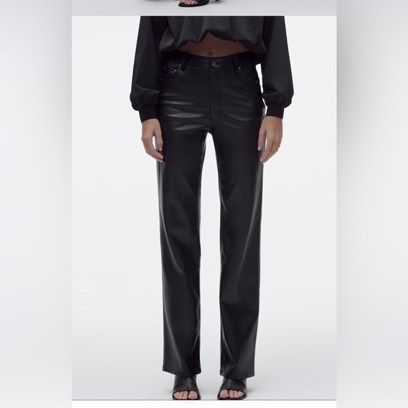Zara Faux Leather 90s Pants Size 4 - Picture 2 of 3
